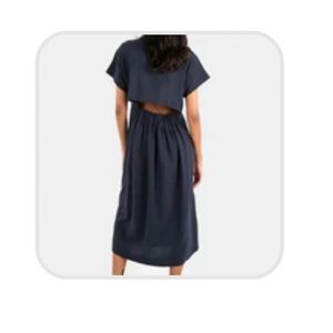 Mellor navy blue cotton dress with open back